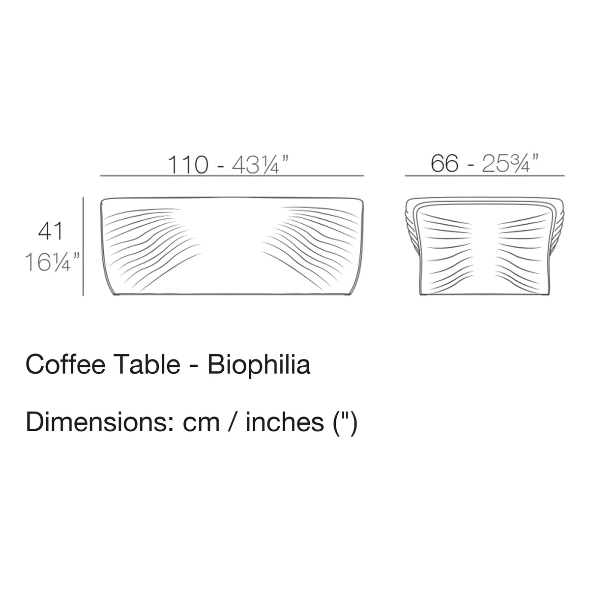 Dimension drawing Coffee Table - Biophilia