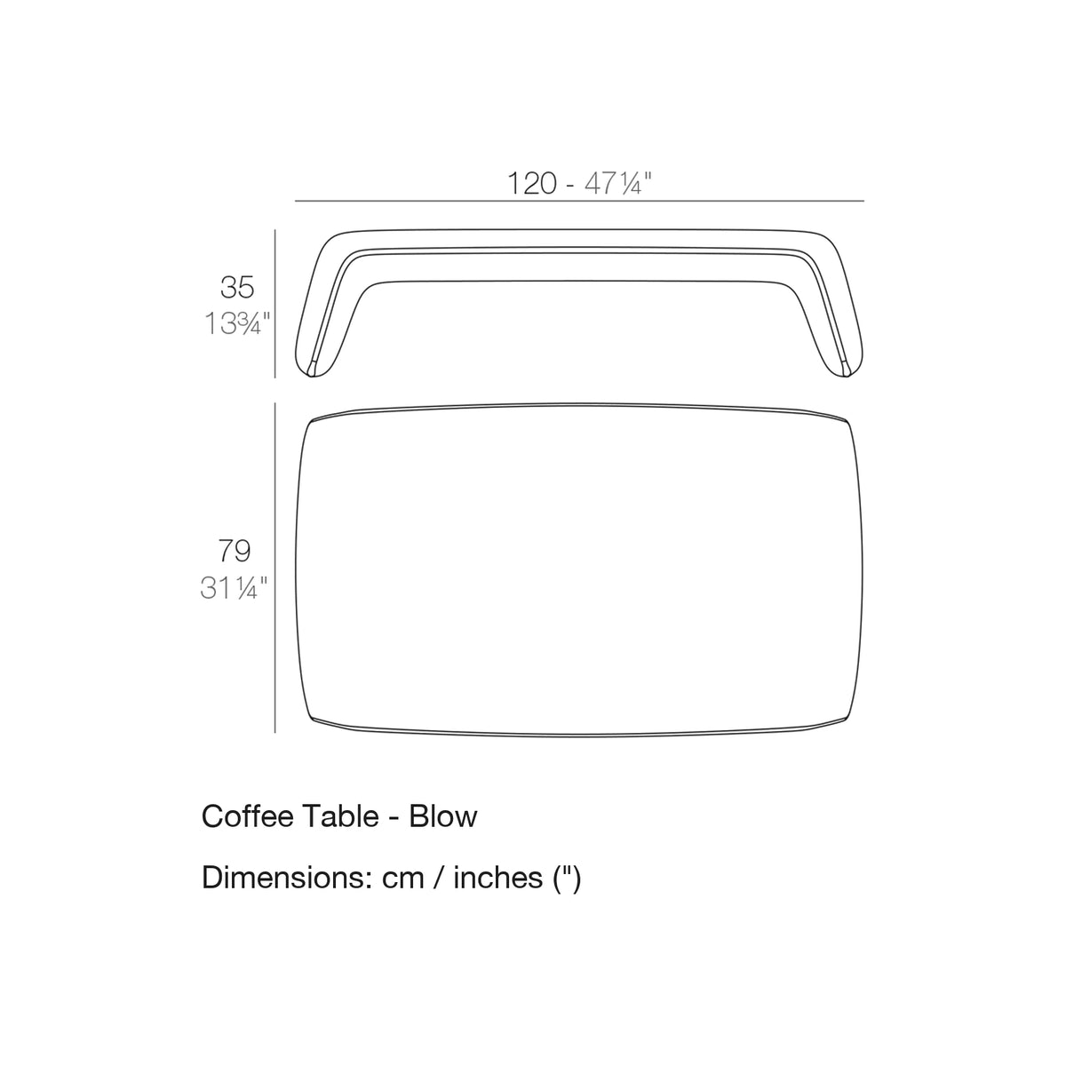 Dimension drawing Coffee Table - Blow