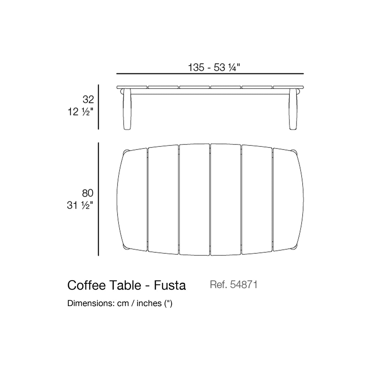 Dimension drawing Coffee Table - Fusta