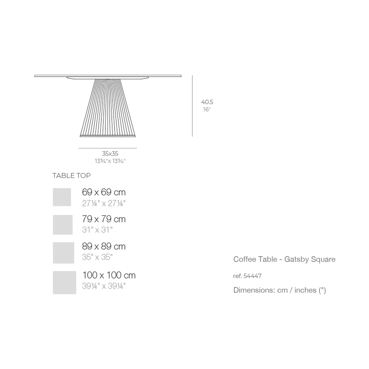 Dimension drawing Coffee Table - Gatsby Square