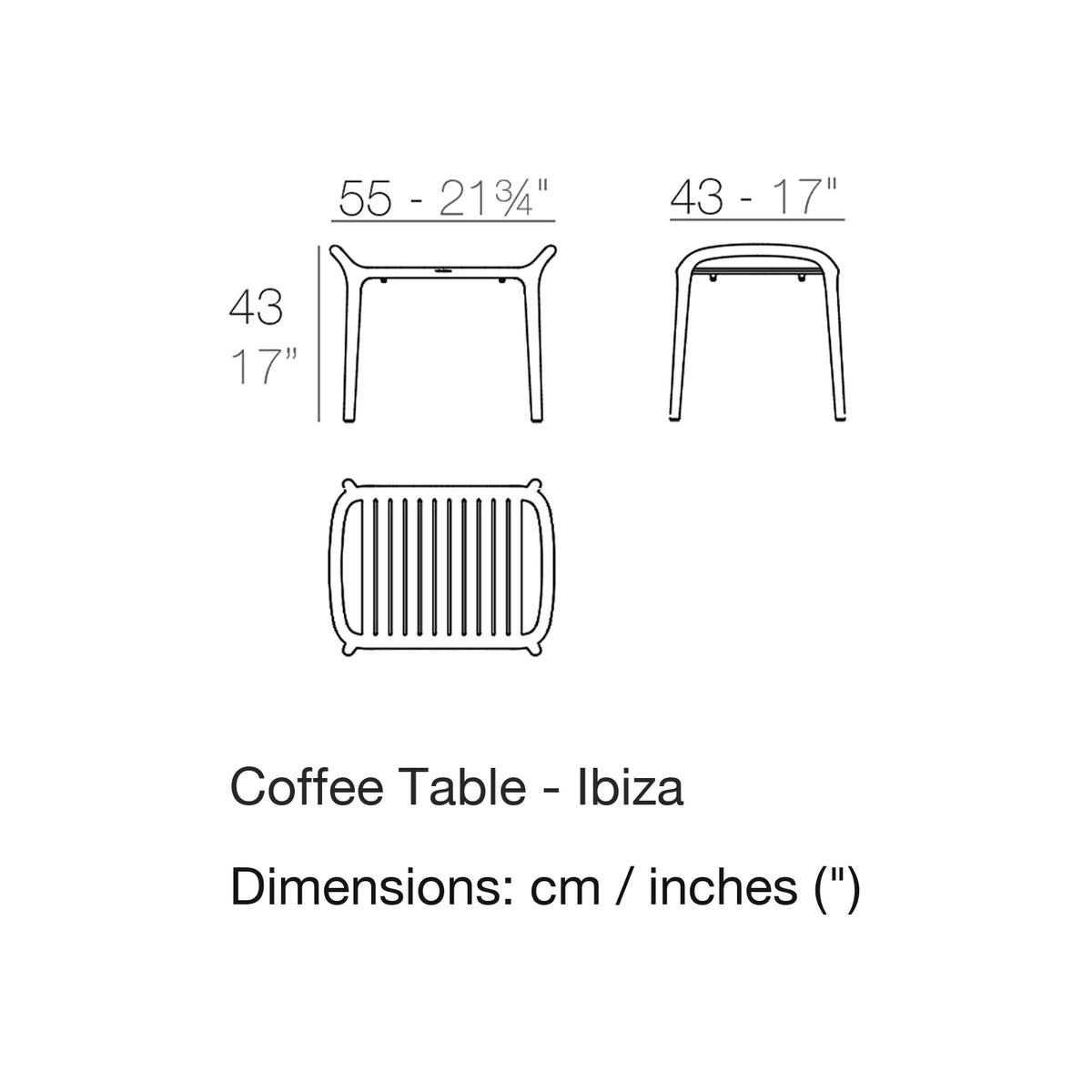 Dimension drawing Coffee Table - Ibiza