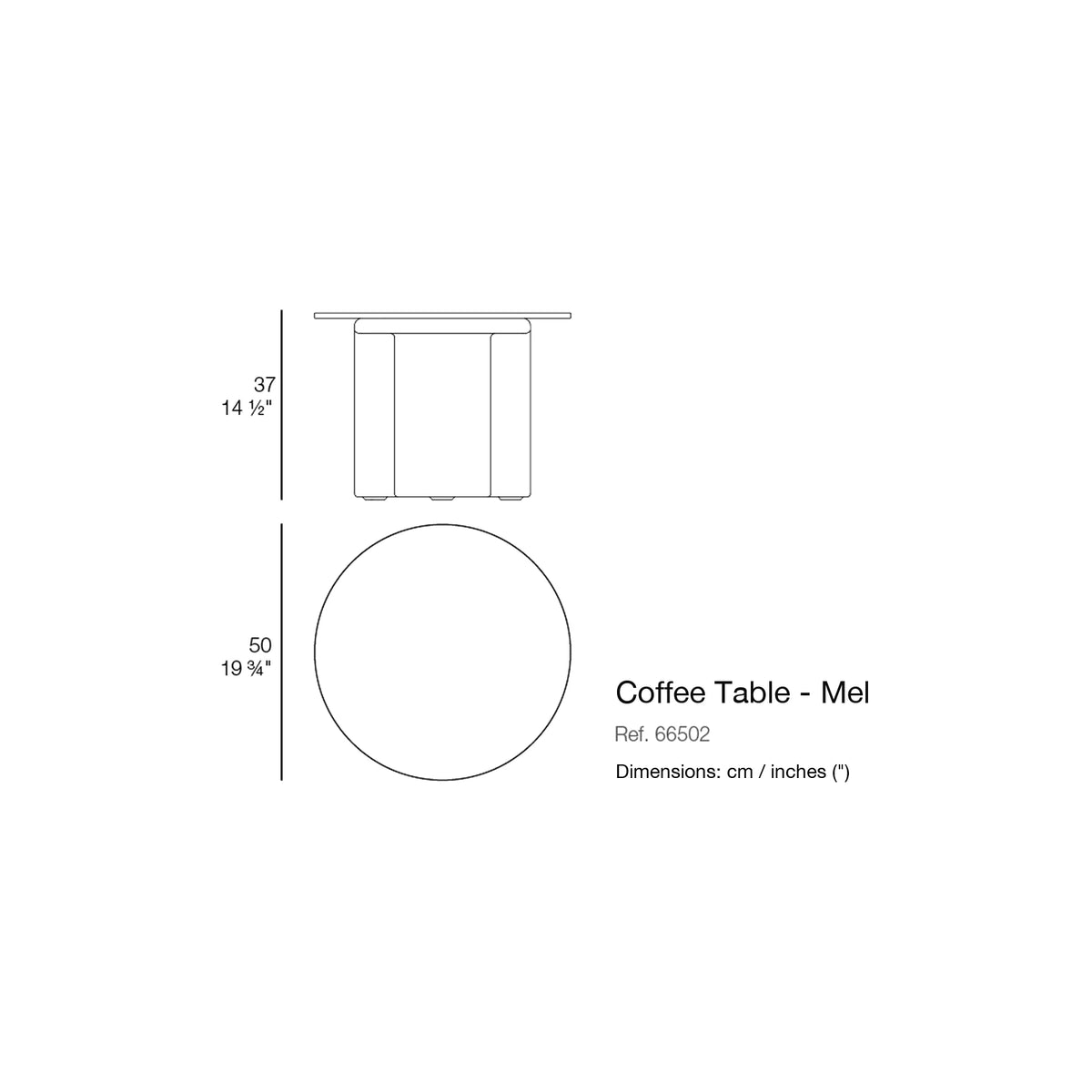 Dimension drawing Coffee Table - Mel