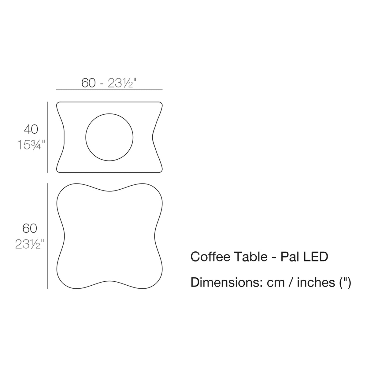 Dimension drawing Coffee Table - Pal LED