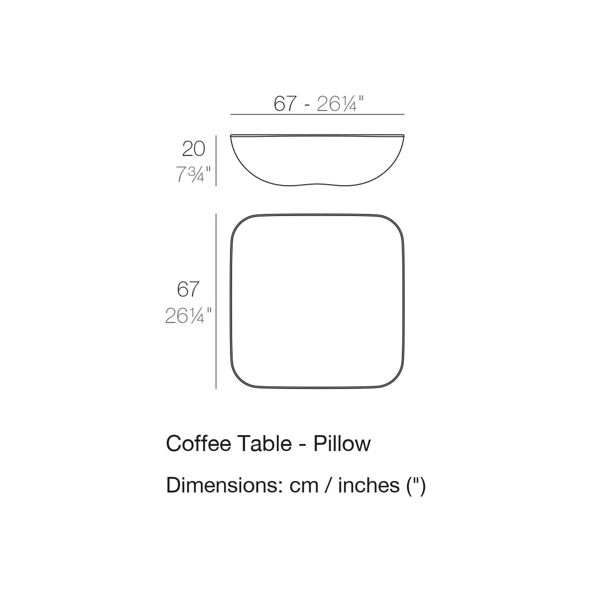 Dimension drawing Coffee Table - Pillow