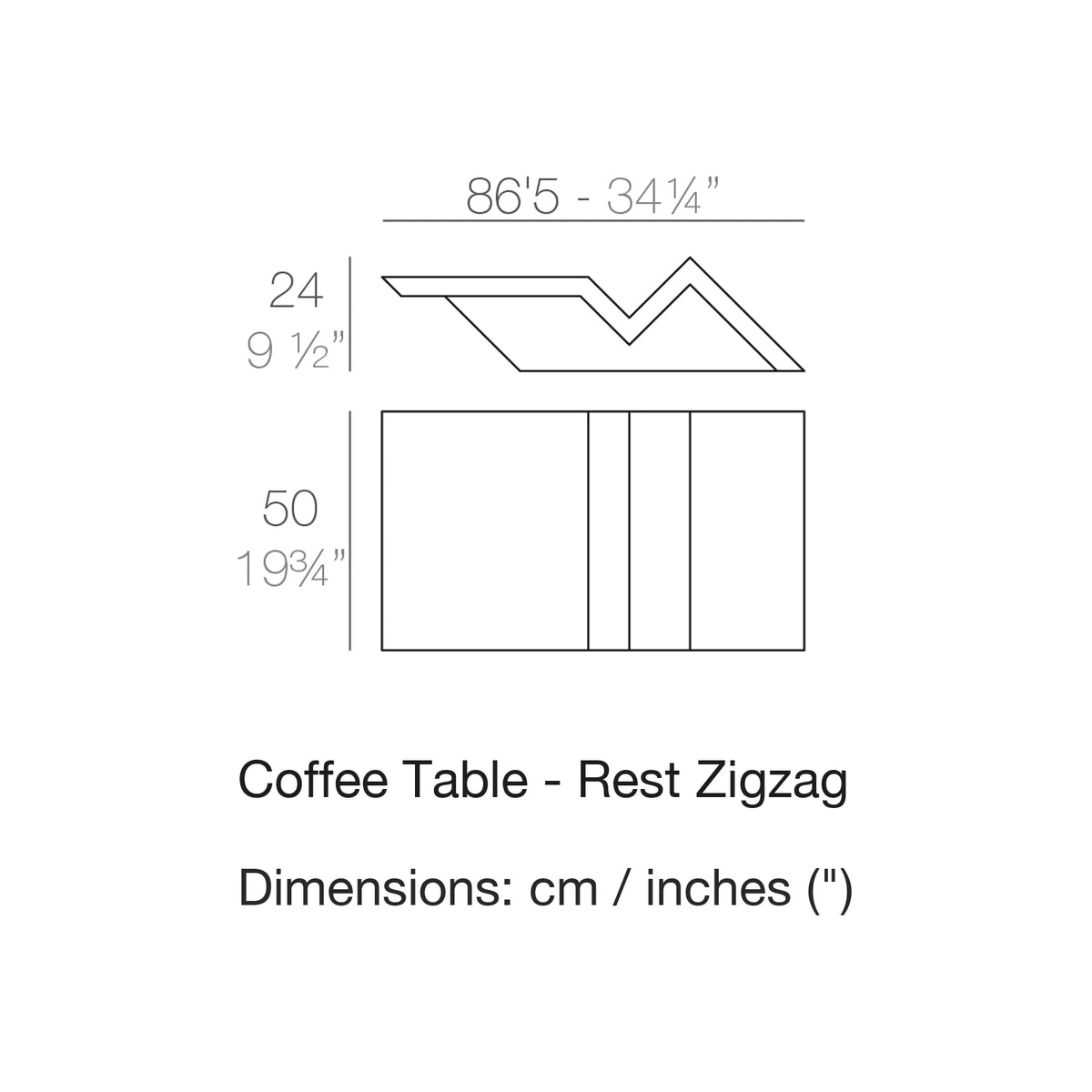 Dimension drawing Coffee Table - Rest Zigzag