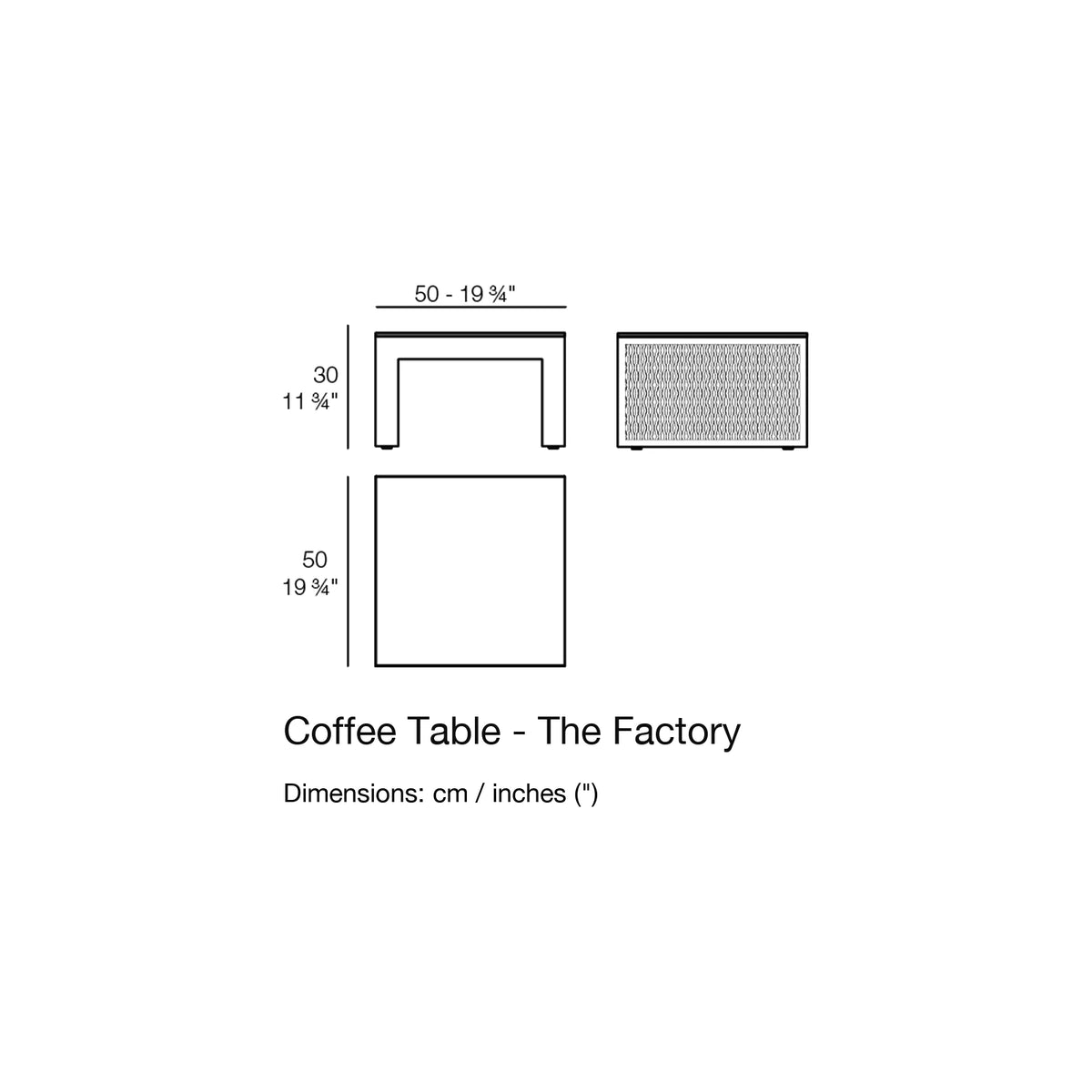 Dimension drawing Coffee Table - The Factory