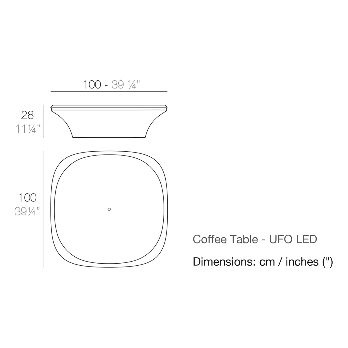 Dimension drawing Coffee Table - UFO LED