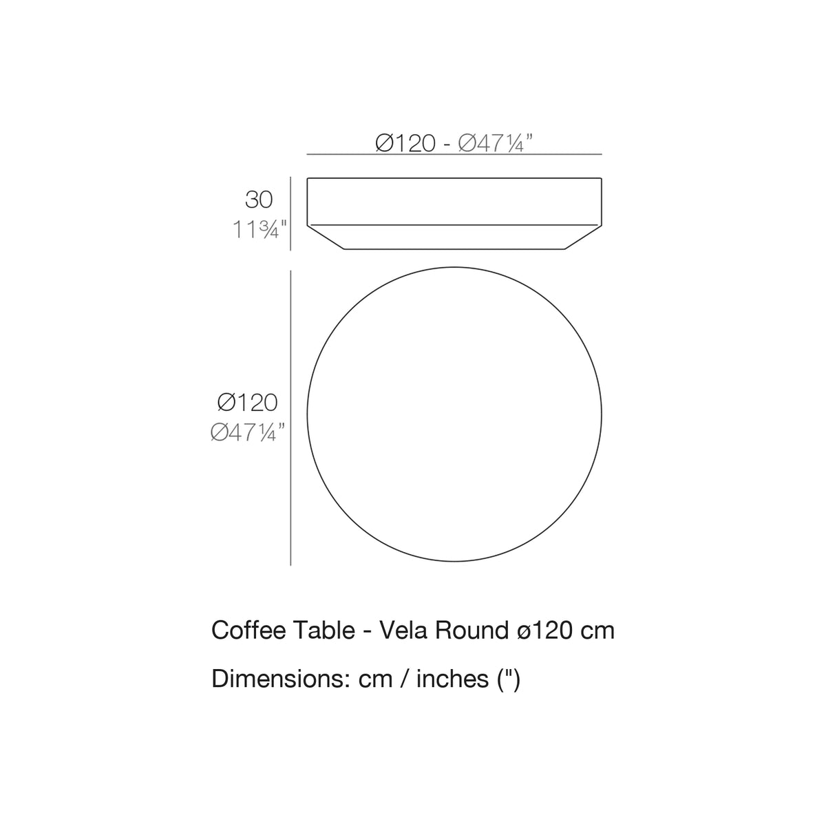 Dimension drawing Coffee Table - Vela Round ø120 cm