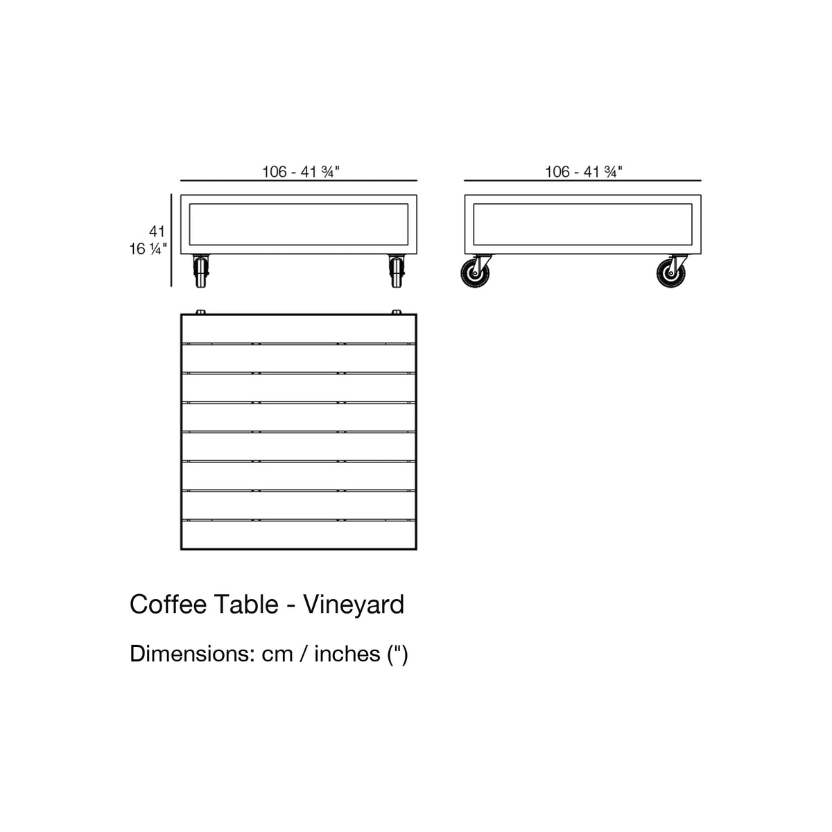 Dimension drawing Coffee Table - Vineyard
