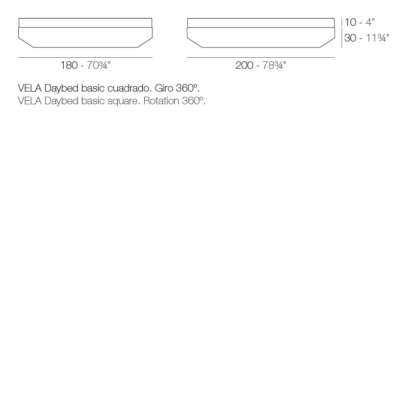 Daybed Carré Finition structure Mate - Collection Vela Vondom
