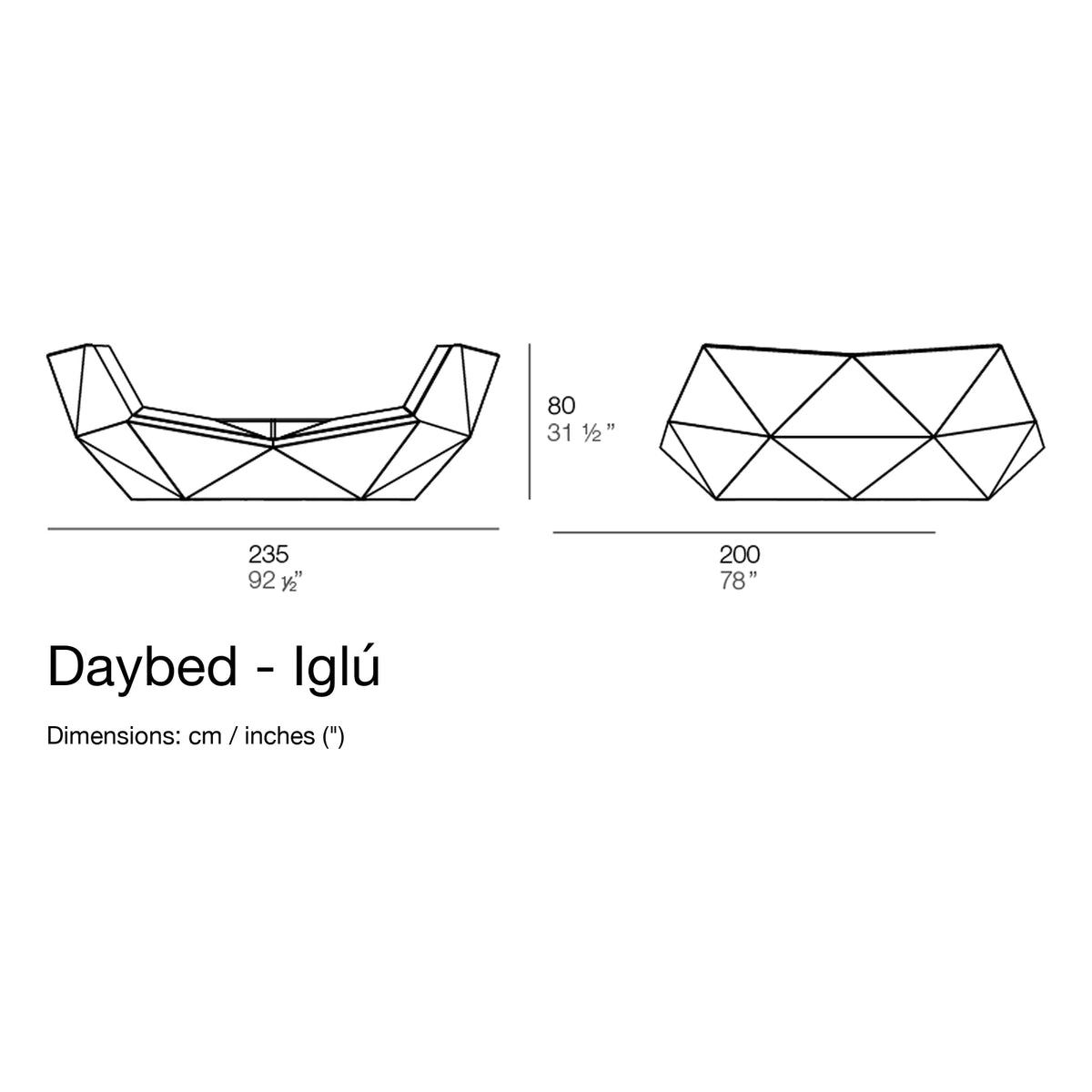 Dimension drawing Daybed - Iglú