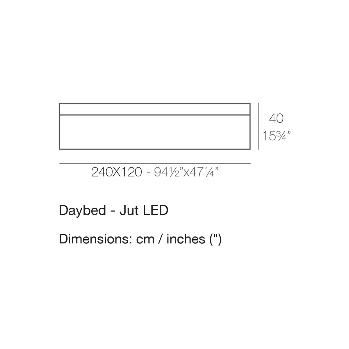 Dimension drawing Daybed - Jut LED