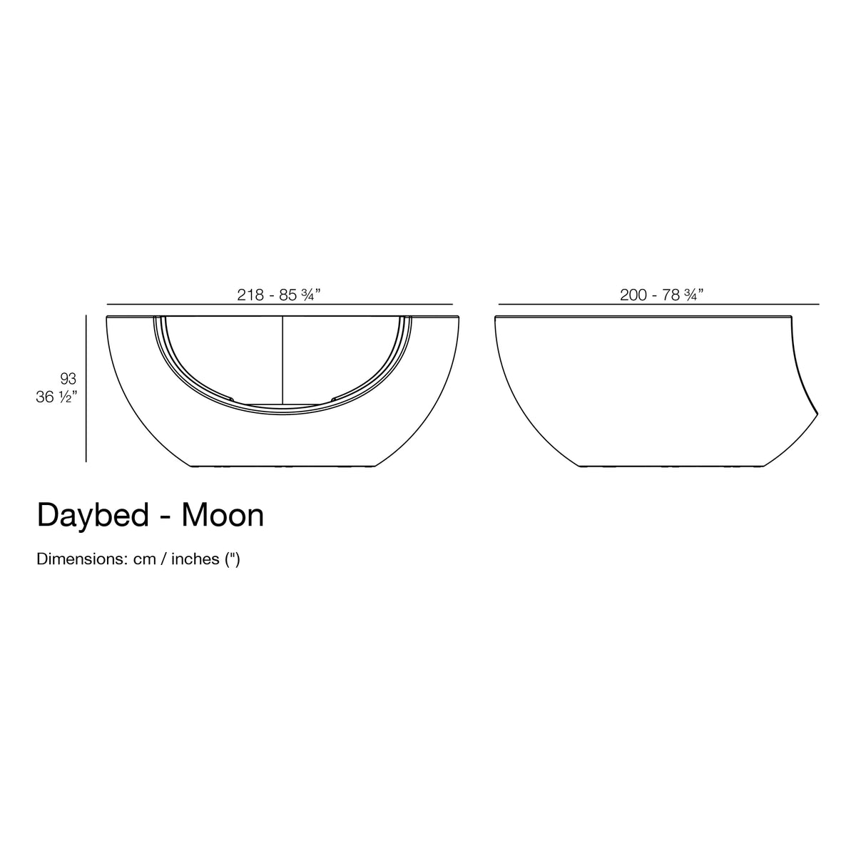 Dimension drawing Daybed - Moon