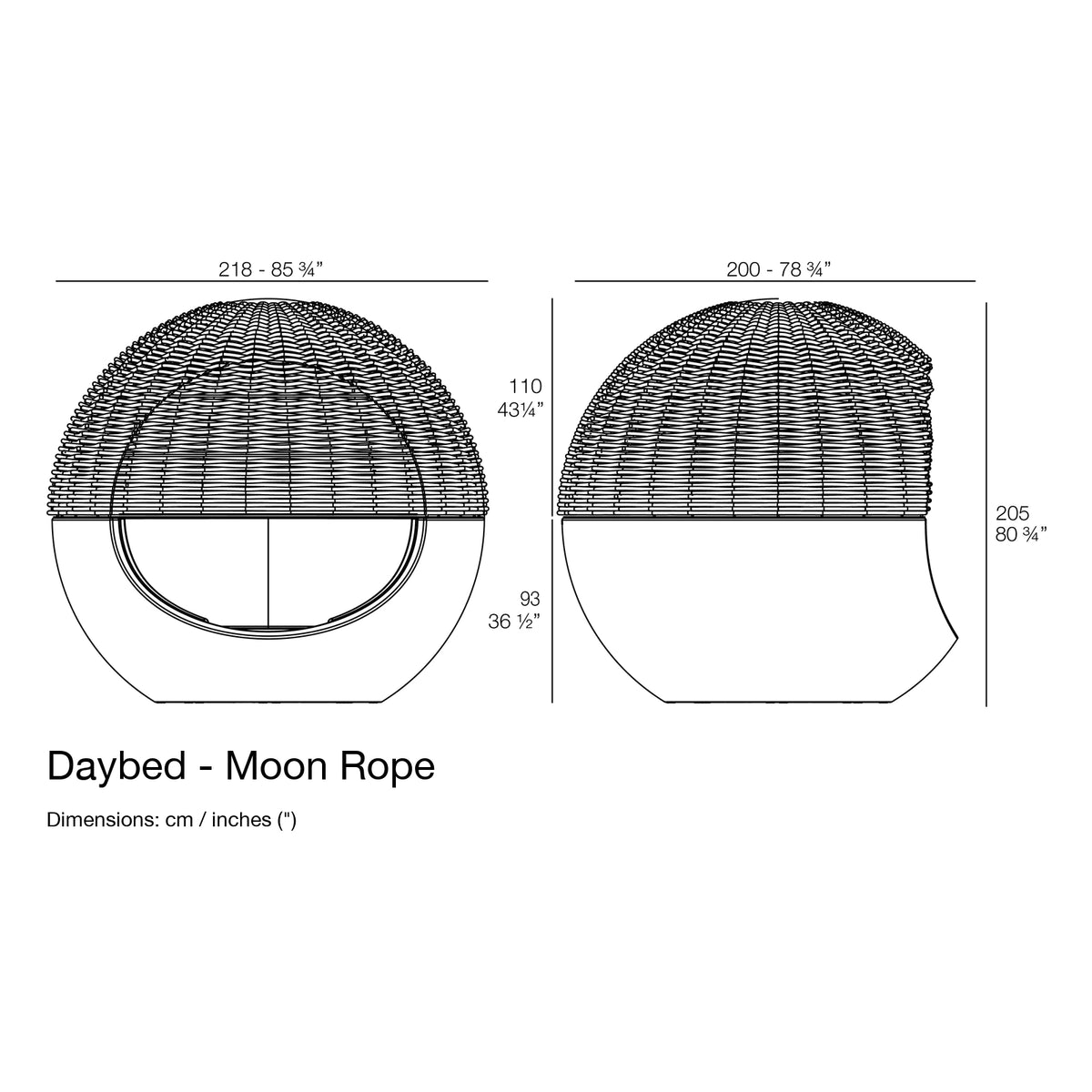 Dimension drawing Daybed - Moon Rope