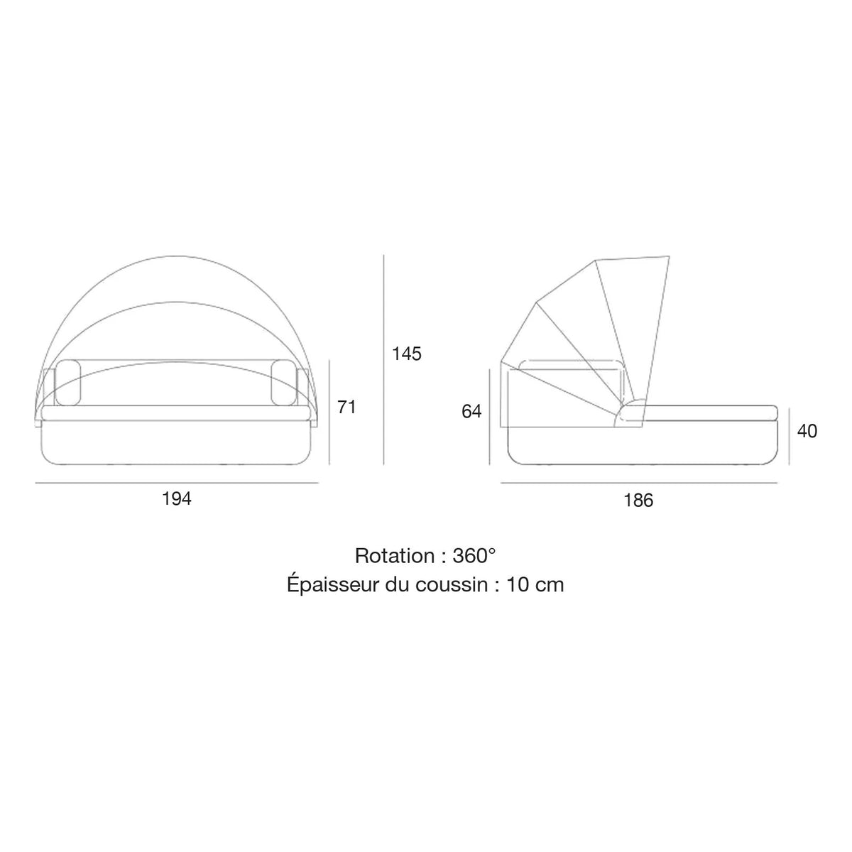 Daybed Rond Extérieur 2 Personnes Collection ULM Vondom - 2