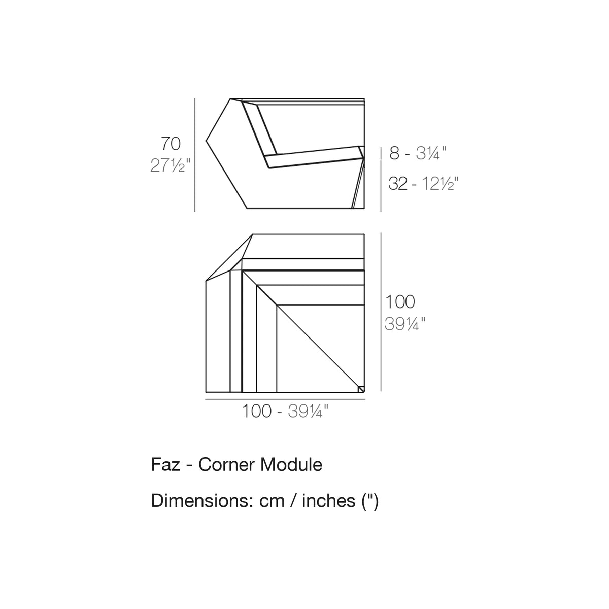 Dimension drawing Faz - Corner Module