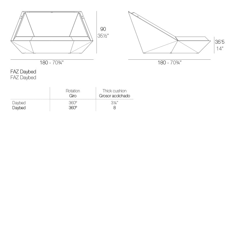 FAZ Daybed Vondom Finition structure Mate Collection Faz Cosy