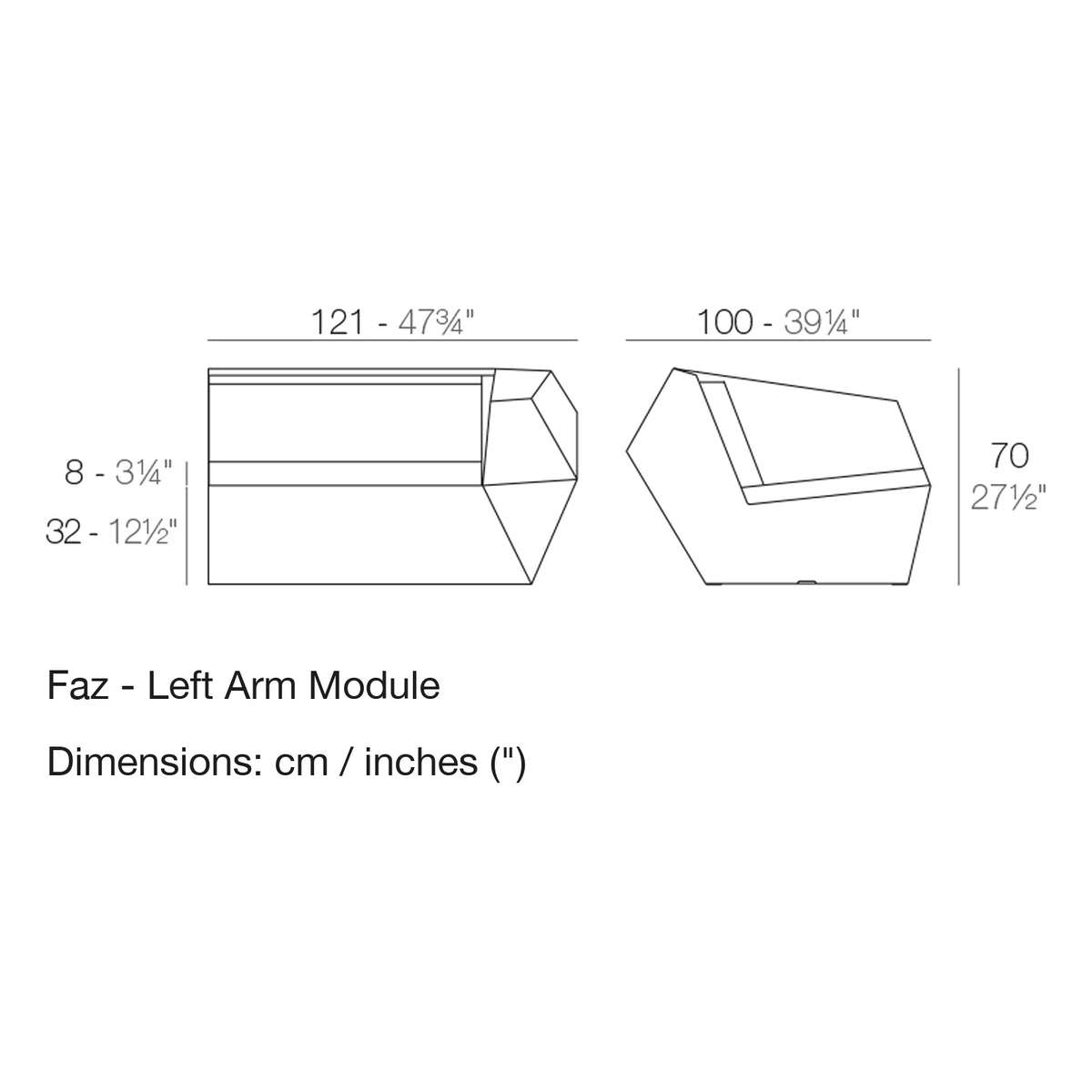 Dimension drawing Faz - Left Arm Module
