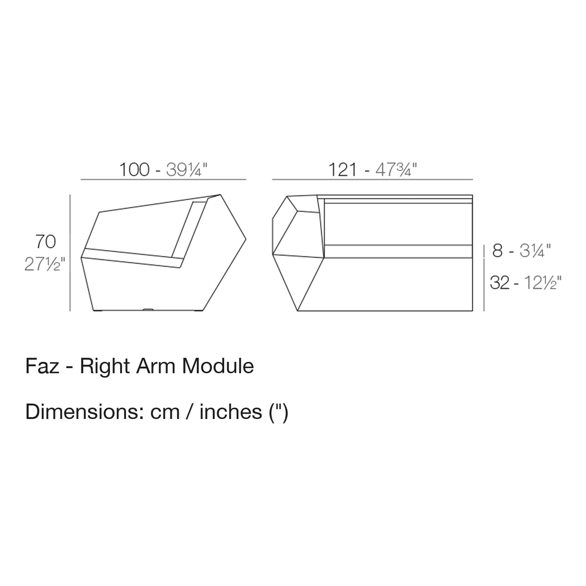 Dimension drawing Faz - Right Arm Module