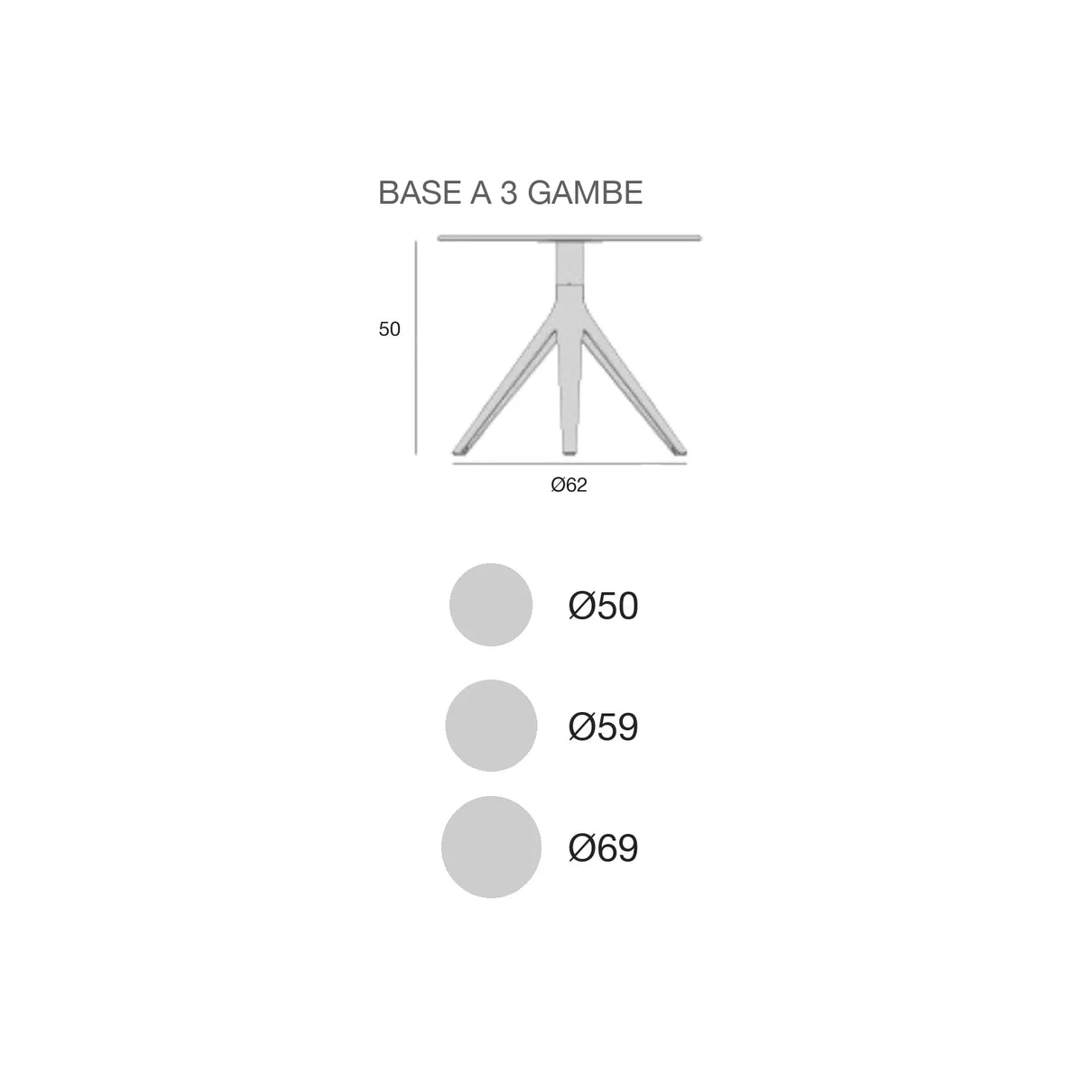 Disegno quotato del tavolino Mari-Sol Vondom, rotondo