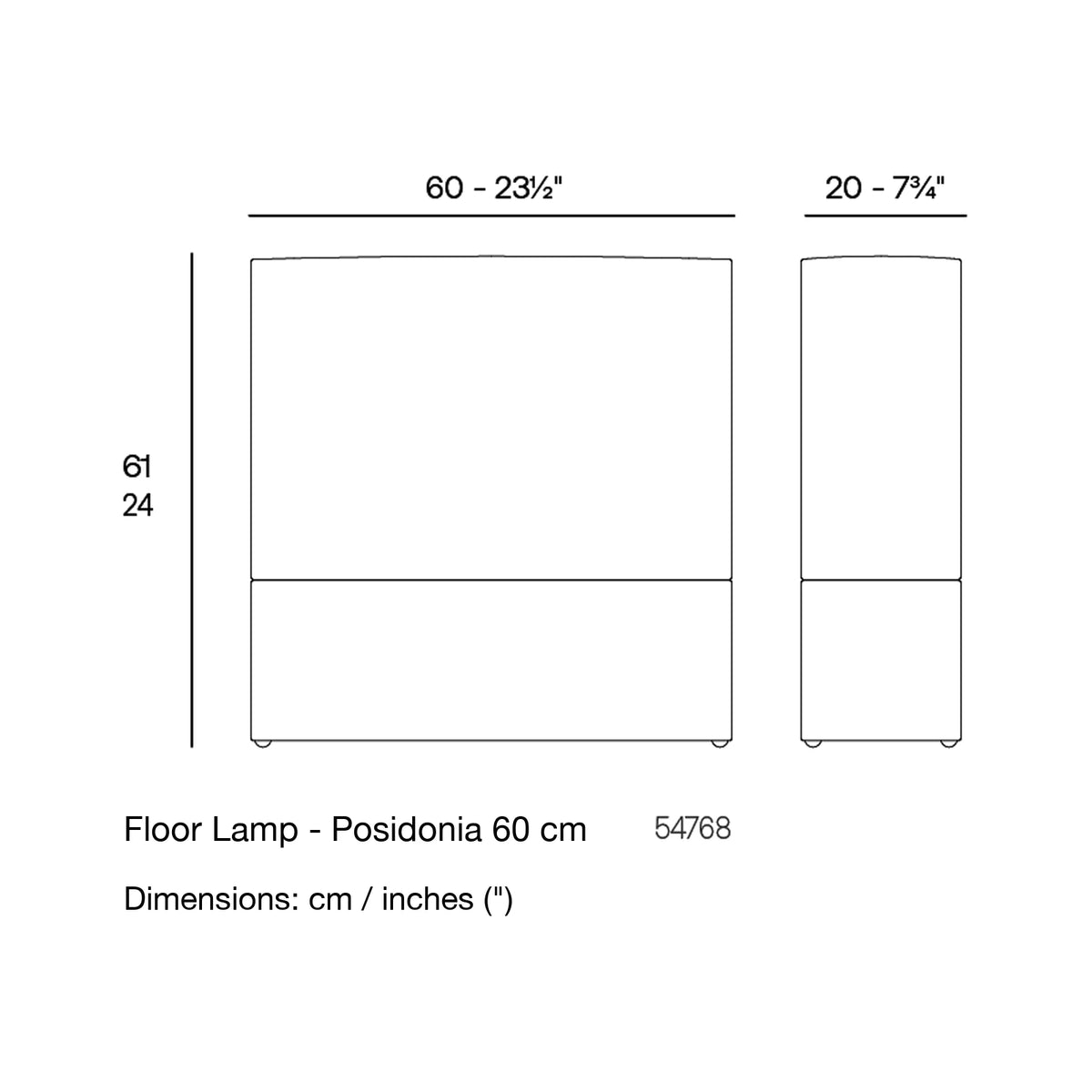 Dimension drawing Floor Lamp - Posidonia 60 cm