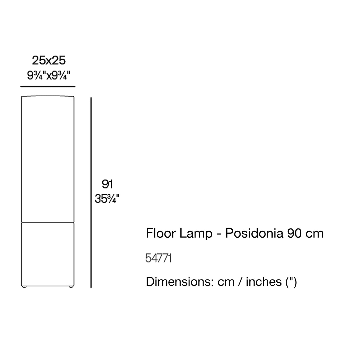 Dimension drawing Floor Lamp - Posidonia 90 cm