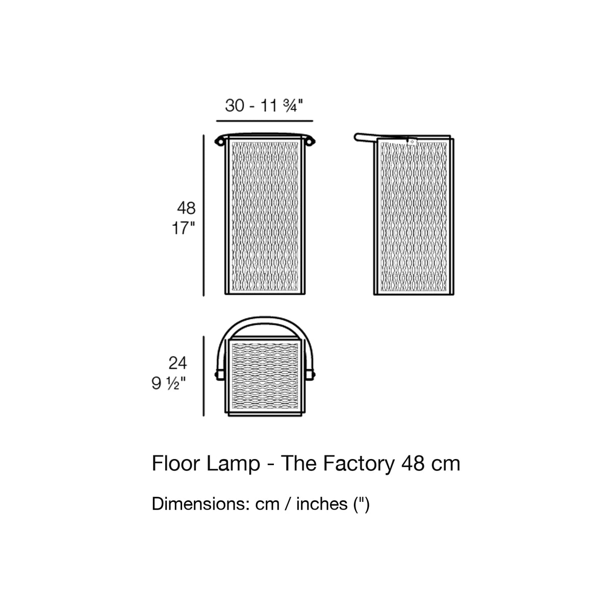 Dimension drawing Floor Lamp - The Factory 48 cm