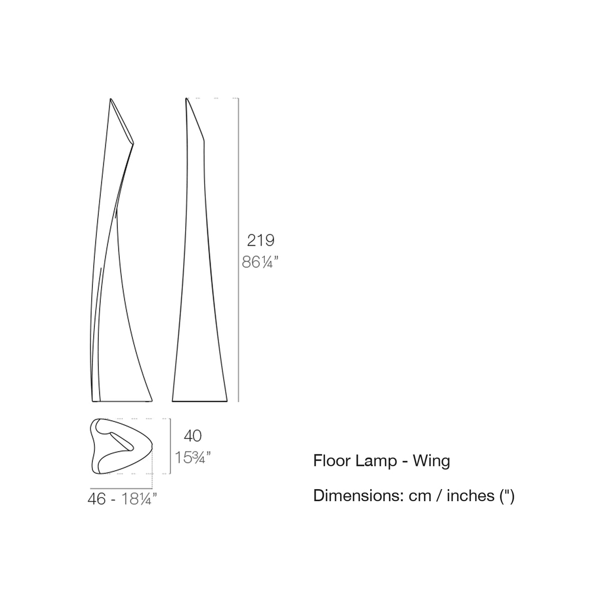 Dimension drawing Floor Lamp - Wing