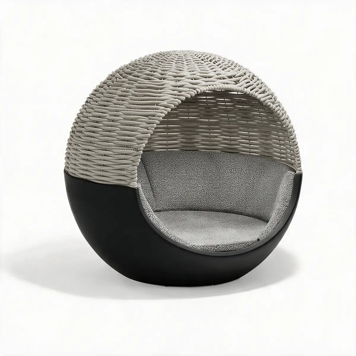 Lit de Jardin Rond en Résine Tressée Couleur structure Noir - Collection Moon Vondom