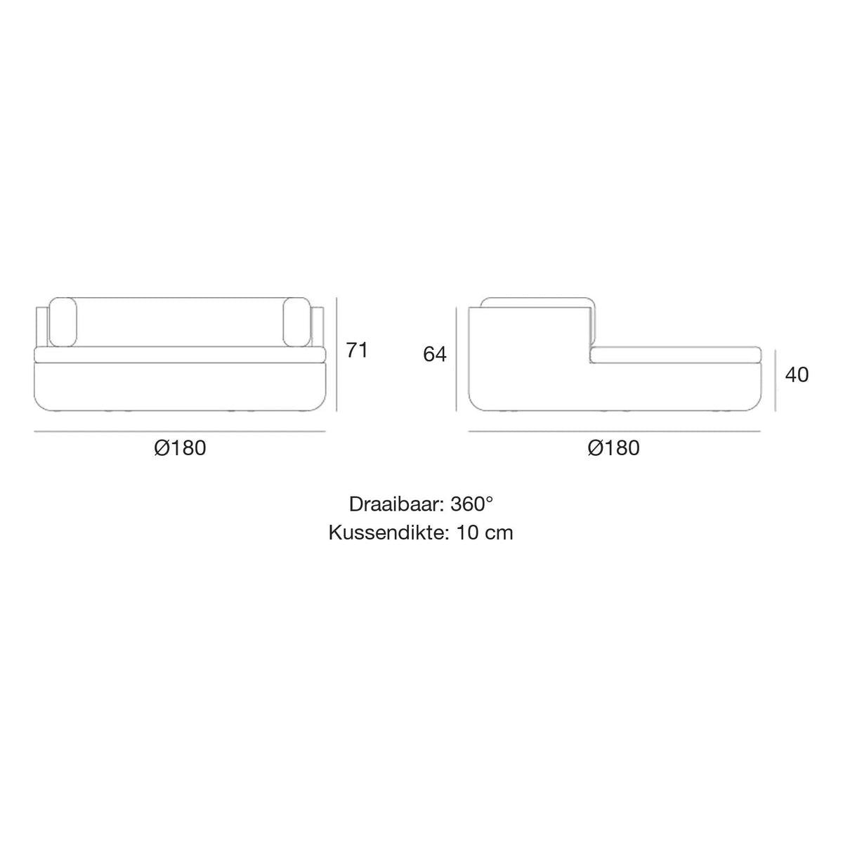 Maattekening Daybed - ULM met rugleuning