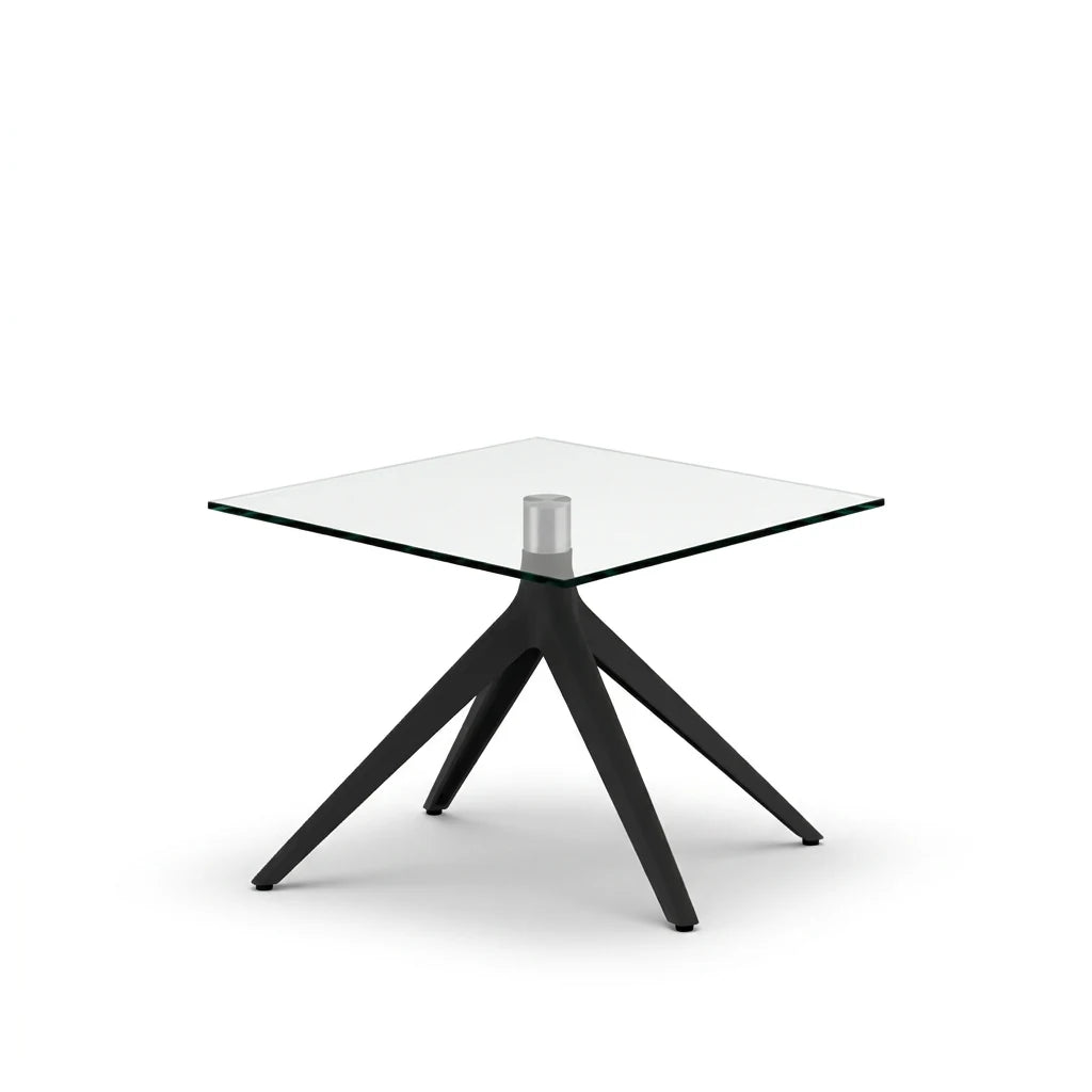 Table basse Mari-Sol carrée, piètement aluminium noir