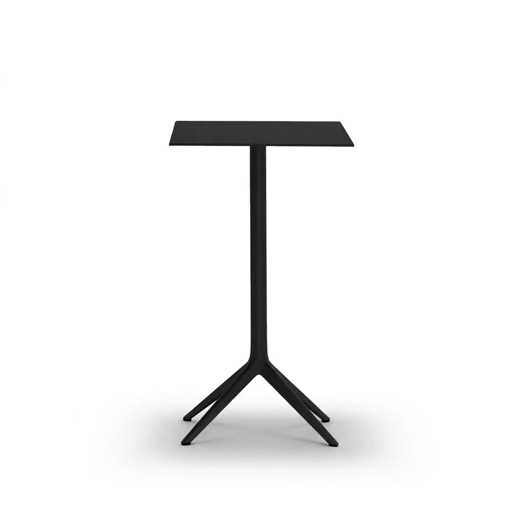 Table haute Mari-Sol carrée 4 branches, piètement aluminium noir