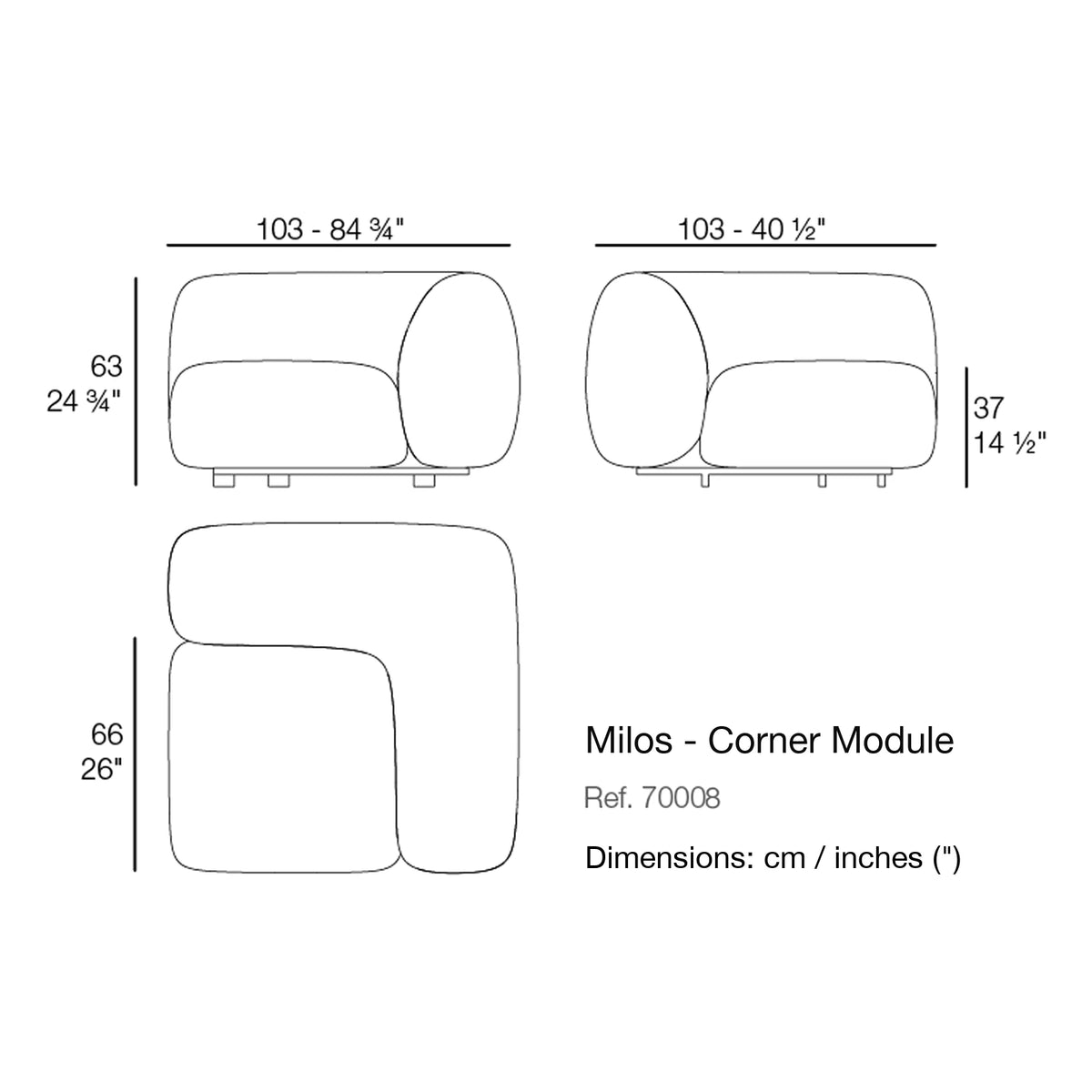 Dimension drawing Milos - Corner Module