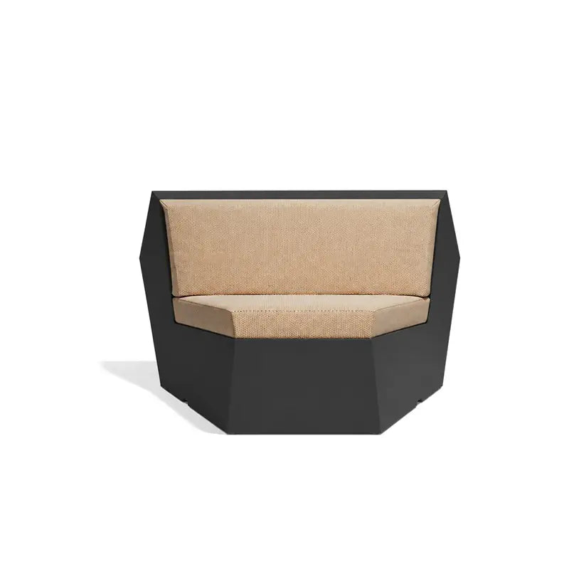 Canapé modulable d'extérieur Faz, module coin 45°, structure noir, coussin sable