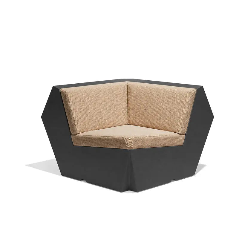 Canapé modulable d'extérieur Faz, module coin 90°, structure noir, coussin sable