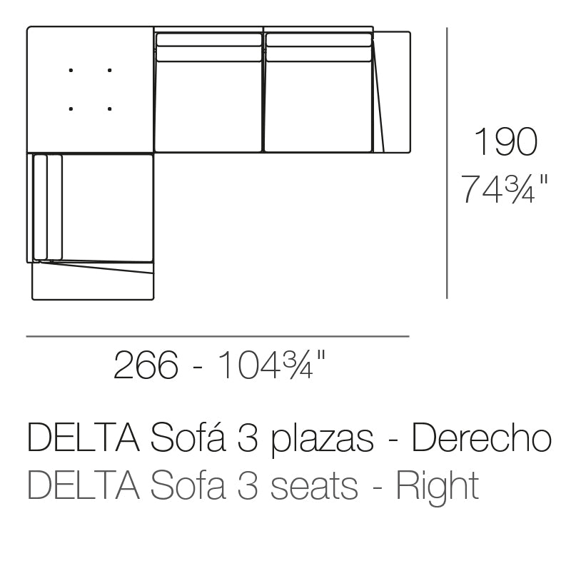 Module d'Angle Droit 3 Places Title Default Title - Collection Delta Vondom - 2