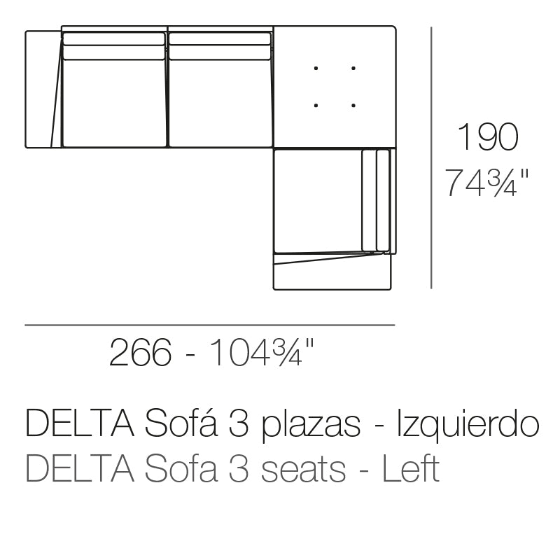 Module d'Angle Gauche 3 Places Title Default Title - Collection Delta Vondom - 2