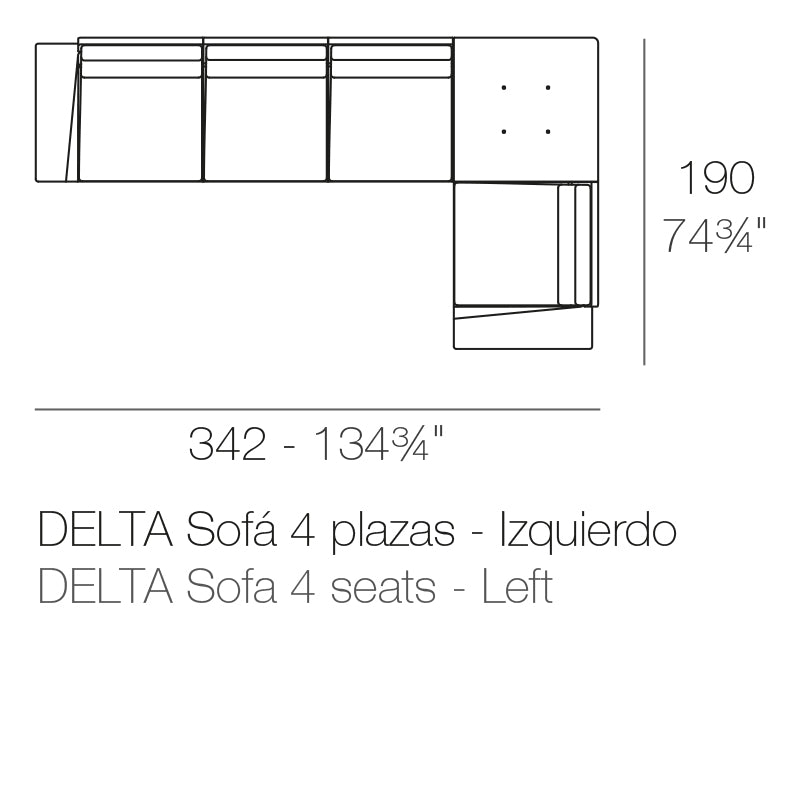 Module d'Angle Gauche 4 Places Title Default Title - Collection Delta Vondom - 2