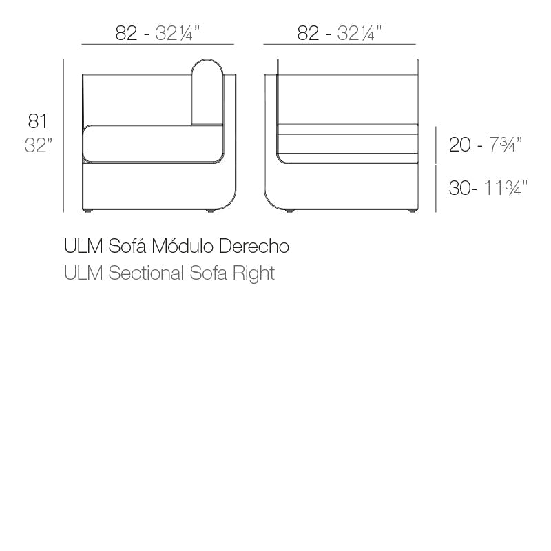 Module Droit Finition structure Mate - Collection Ulm Vondom - 2