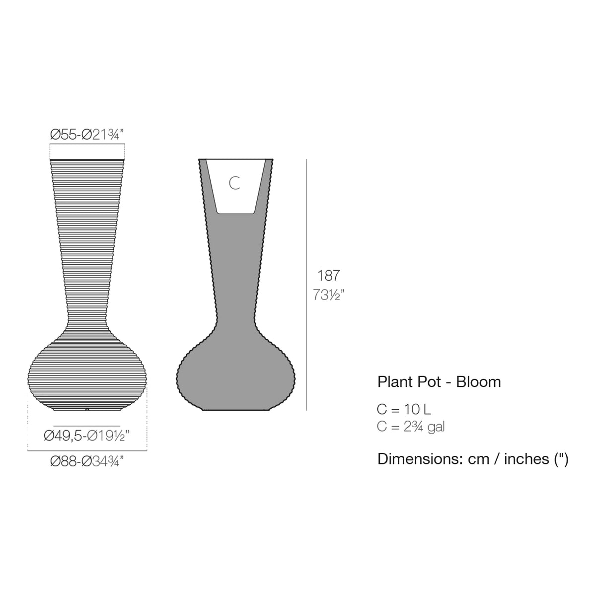 Dimension drawing Plant Pot - Bloom