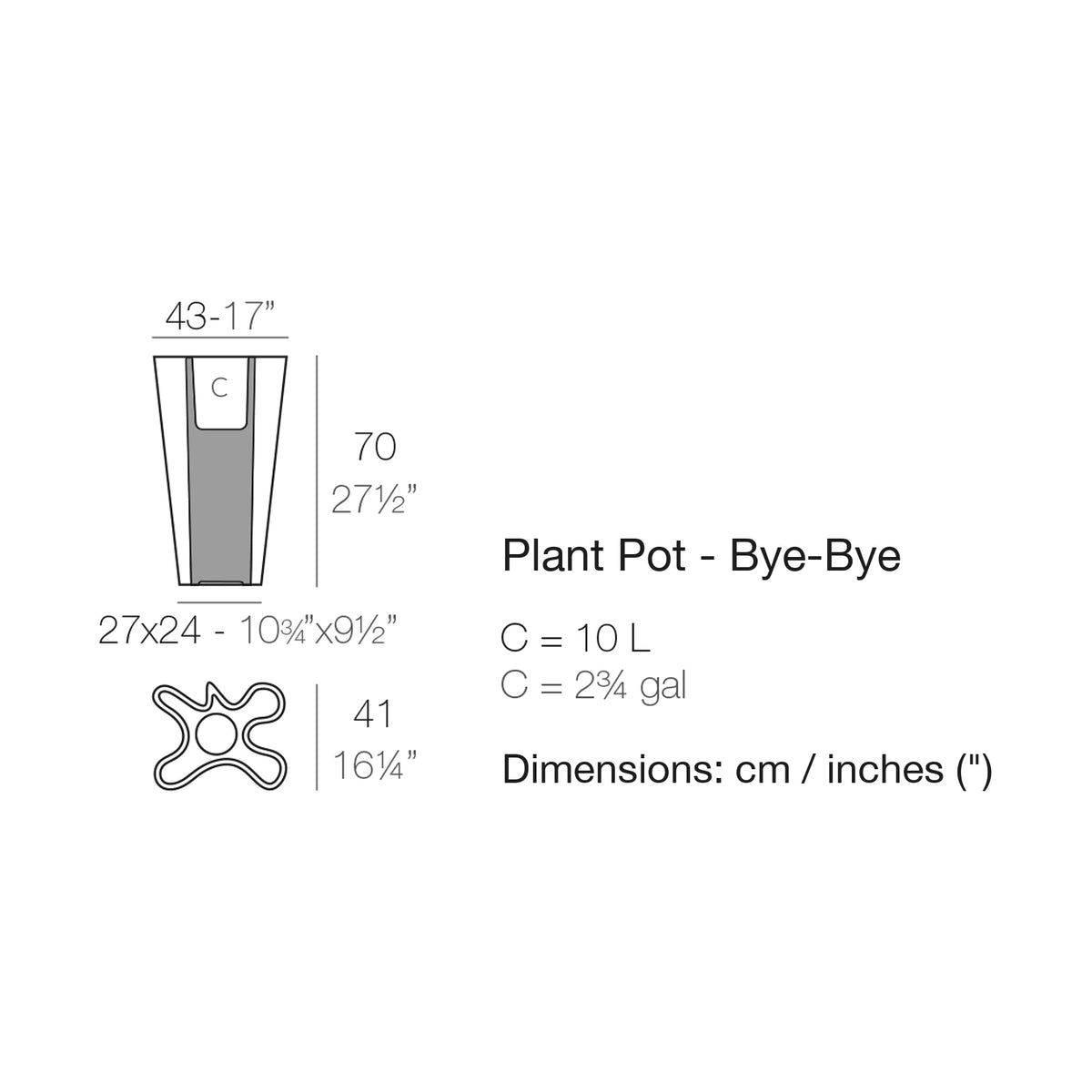 Dimension drawing Plant Pot - Bye-Bye
