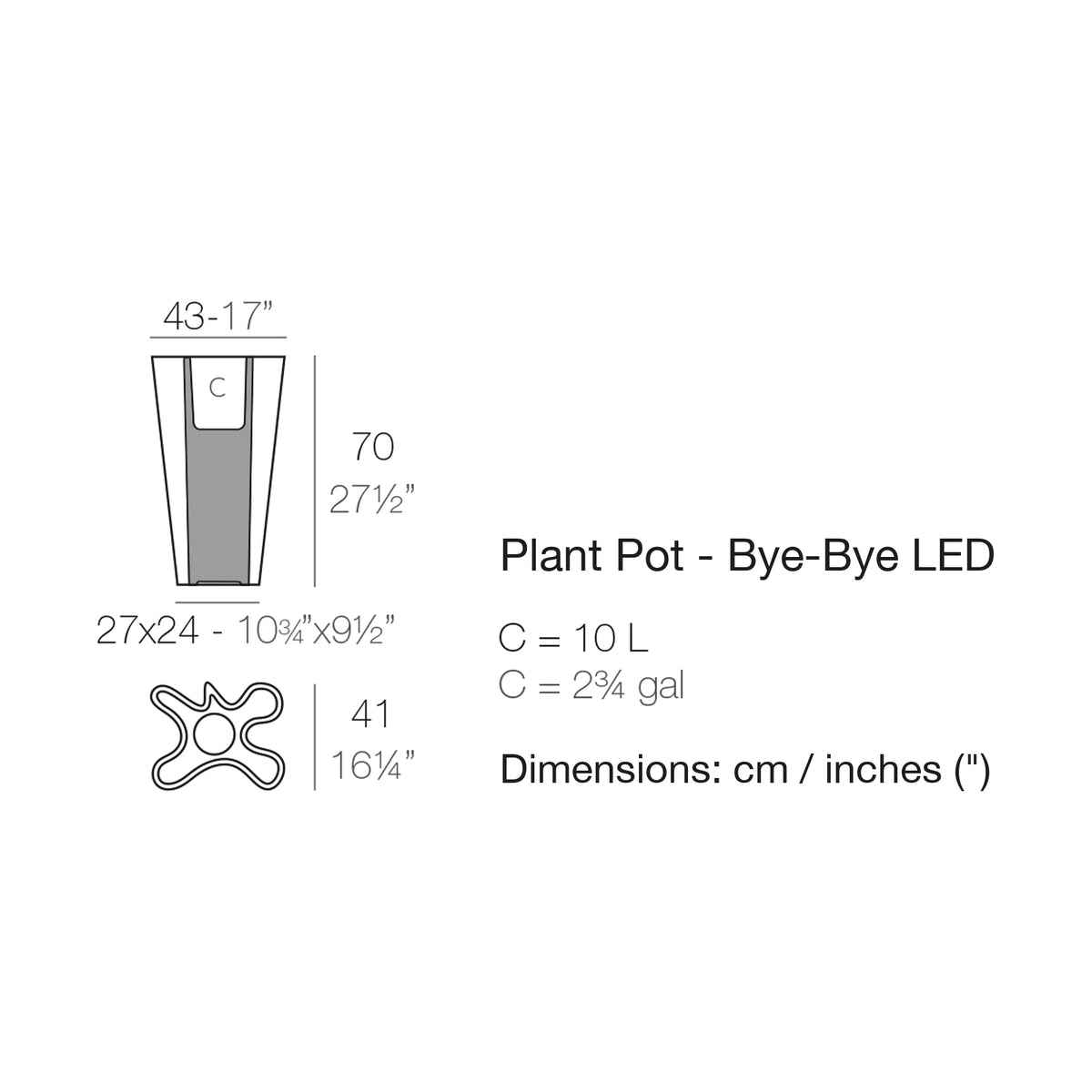 Dimension drawing Plant Pot - Bye-Bye LED