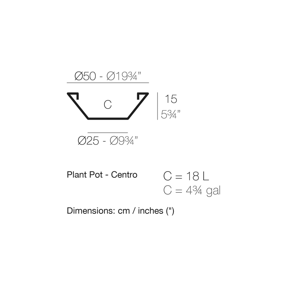 Dimension drawing Plant Pot - Centro