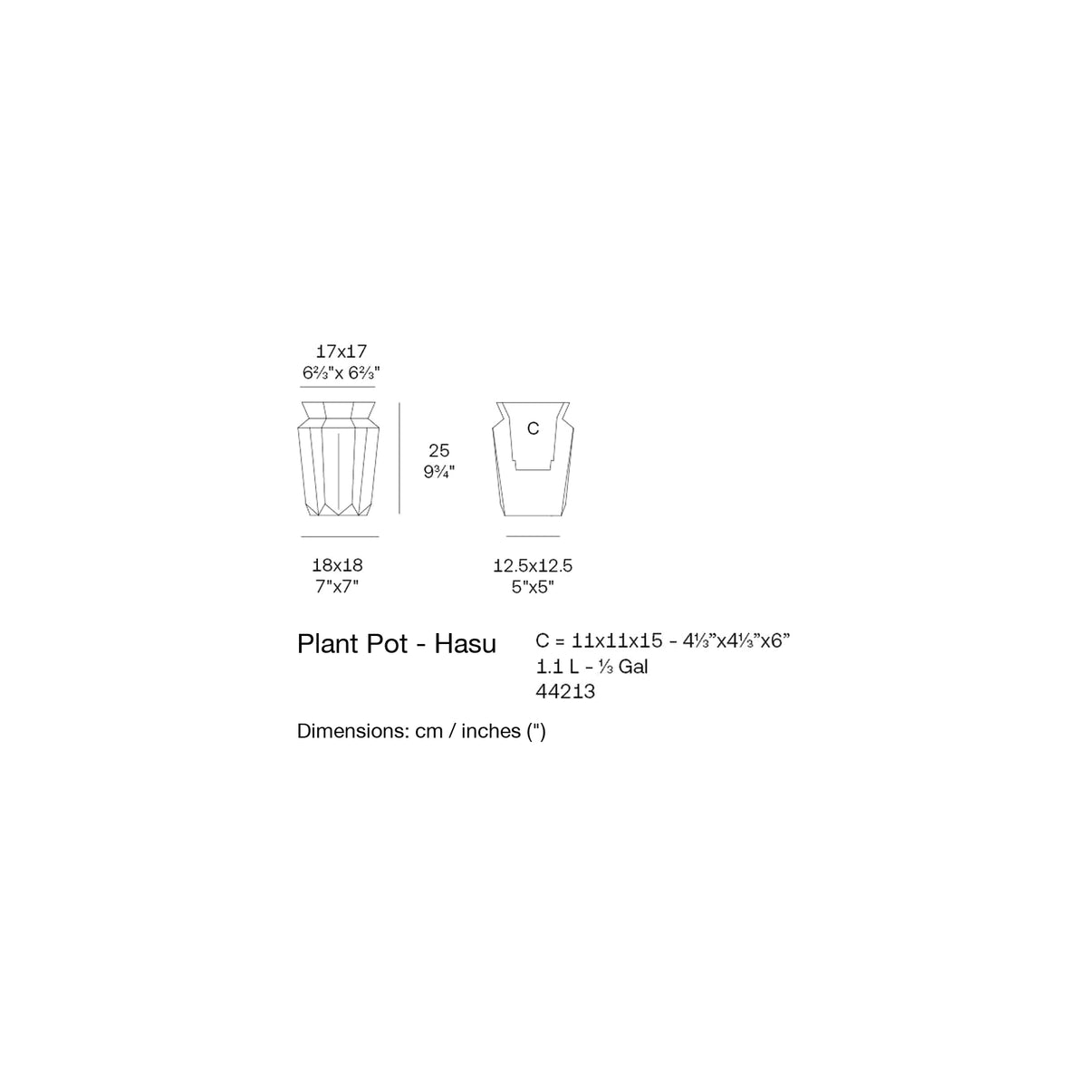 Dimension drawing Plant Pot - Hasu