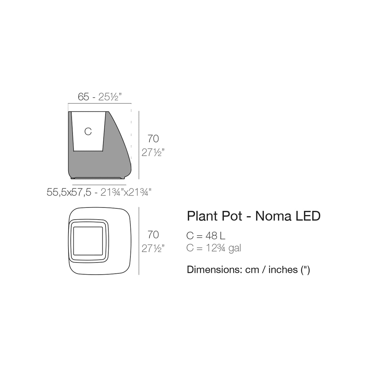 Dimension drawing Plant Pot - Noma LED