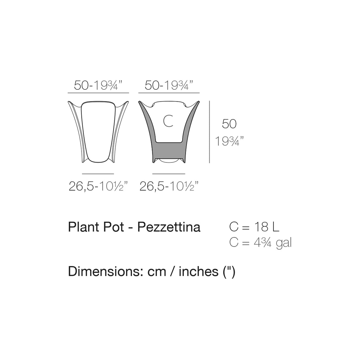 Dimension drawing Plant Pot - Pezzettina