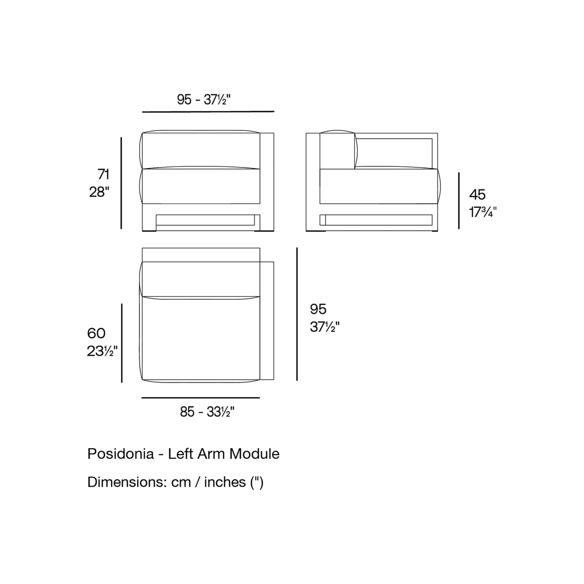 Dimension drawing Posidonia - Left Arm Module