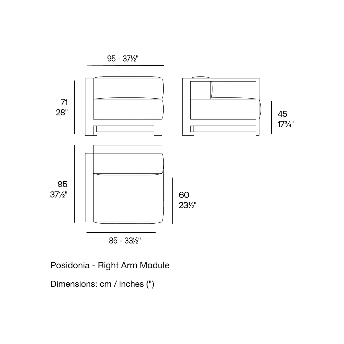 Dimension drawing Posidonia - Right Arm Module