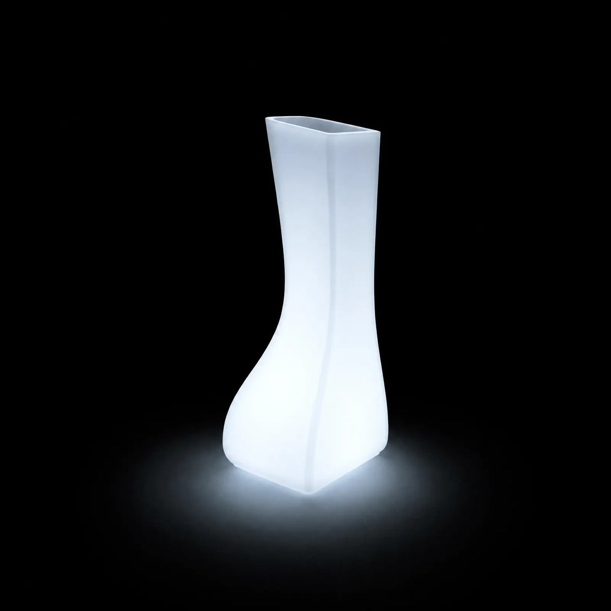 Pot - Noma Twin LED Vondom, éclairé de l'intérieur sur fond noir, taille 71x70x175 cm