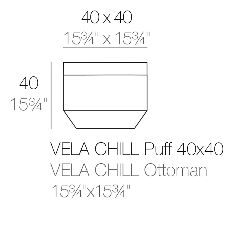 Pouf Collection Vela Carré Taille 40x40x40 cm Vondom